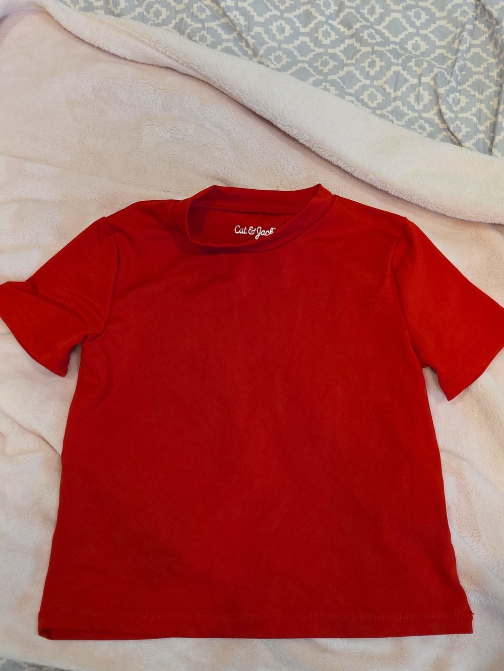 Cat & Jack Bright Red Short Sleeve Kids Swim Shirt